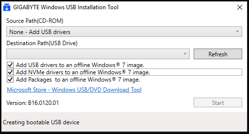 GIGABYTE Windows USB Installation Tool B16.0120.01